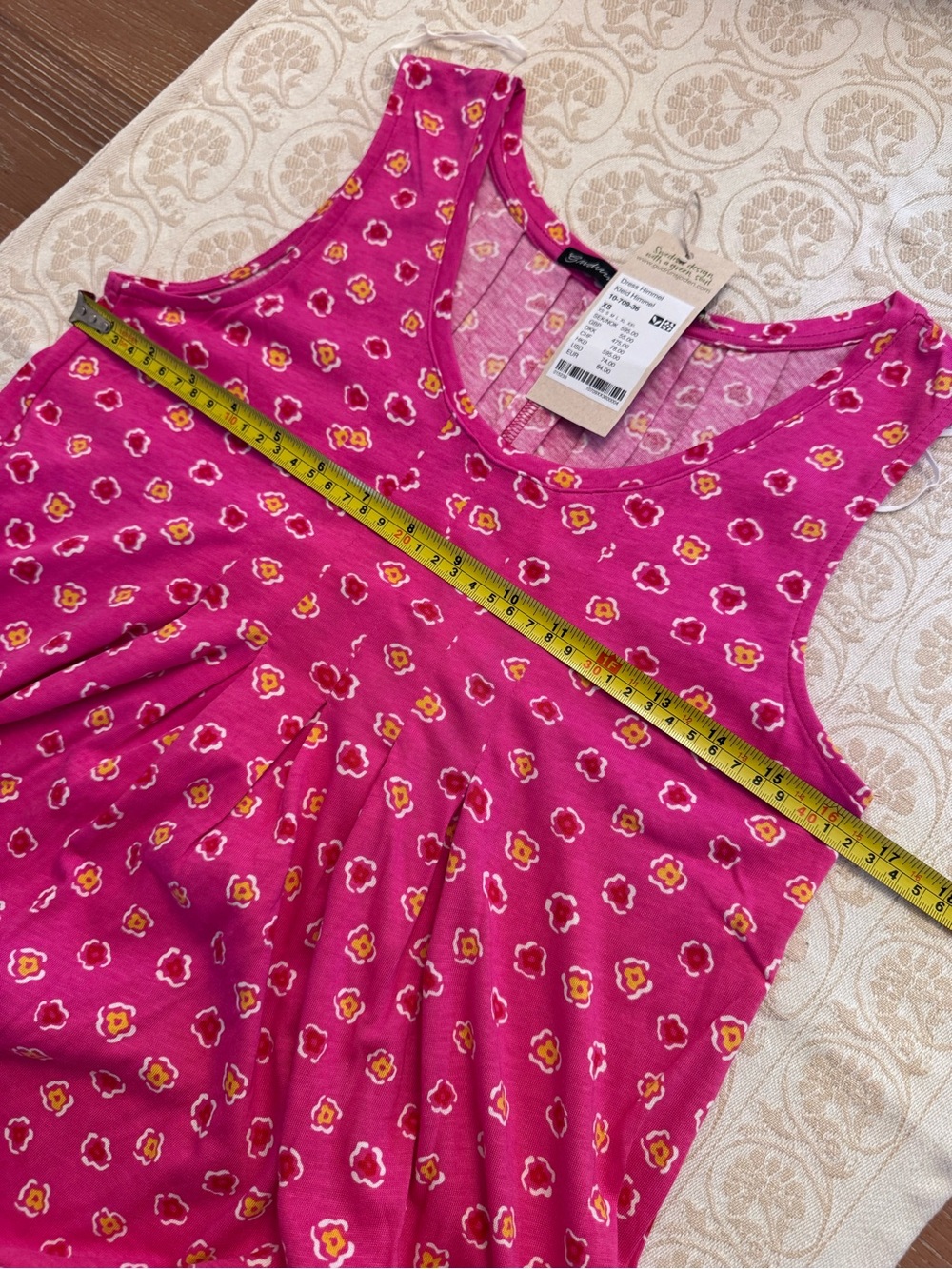 NWT Gudrun Sjödén “Himmel” Dress XS – Organic Cotton/Modal, Pink Floral - Picture 9 of 10